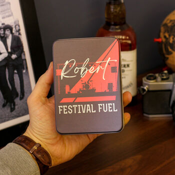 Personalised Festival Hip Flask Tin Gift Set, 2 of 4