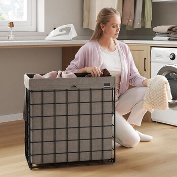 Laundry Basket 110 L Fabric Liner Metal Wire Frame, 2 of 12