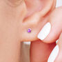 Mini Sterling Silver Bright Pink Opal Stud Earrings, thumbnail 2 of 11