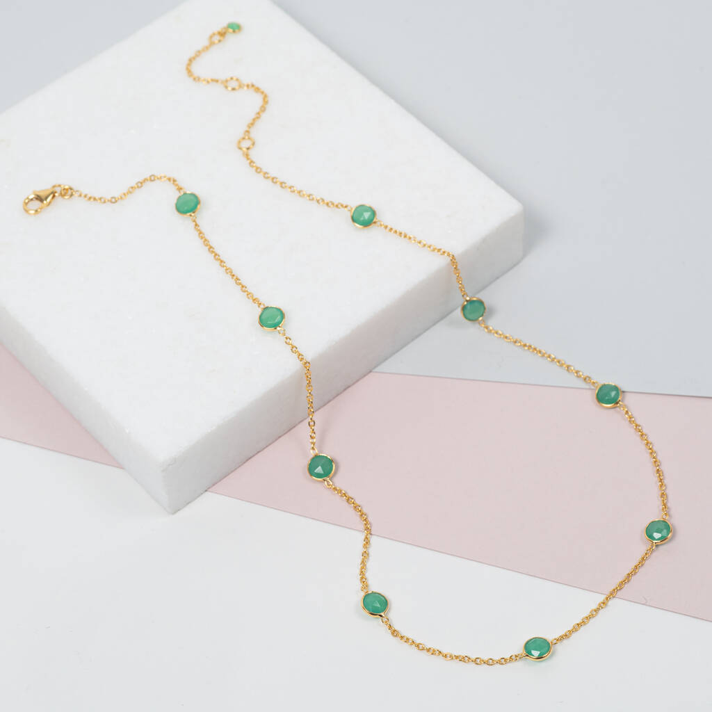 Antibes Chrysoprase And Gold Plated Necklace By Auree Jewellery