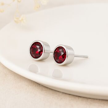 Sterling Silver Ruby Stud Earrings: July Birthstone – 7mm, 4 of 11