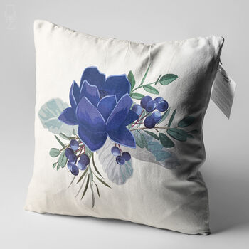 Blue Lotus Flower Cushion Cover With Blue And White, 3 of 7