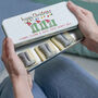 Personalised Christmas Wellies Chocolate Tin, thumbnail 1 of 1