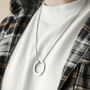 Men's Stainless Steel Hoop Pendant Necklace, thumbnail 1 of 6