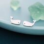 Little Whale Fish Stud Earrings In Sterling Silver, thumbnail 1 of 11