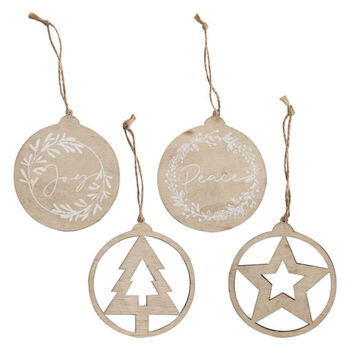 Four Scandi Style Wooden Christmas Decorations, 2 of 2