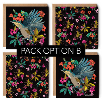 Pack Of British Garden Bird Floral Greeting Cards, 3 of 12