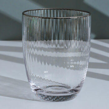 G Decor Set Of Four Ribbed Glasses With Silver Rim, 4 of 5