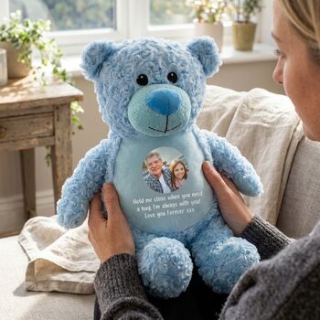 Personalised Photo Record A Voice Keepsake Memory Teddy Bear Blue, 2 of 7