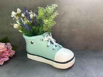 32cm Blue Trainer Shoe Planter – Decorative Flower Pot Plaster Stone, 2 of 7