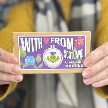 With Love From Scotland Thistle Mini Matchbox Cross Stitch Kit, 2 of 6