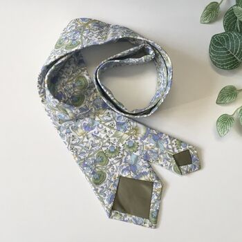 Liberty Of London Tie In Blue Lime Green Floral Motif, 4 of 7