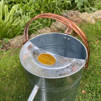 Copper Trim Galvanised Metal Watering Can, 2 of 10