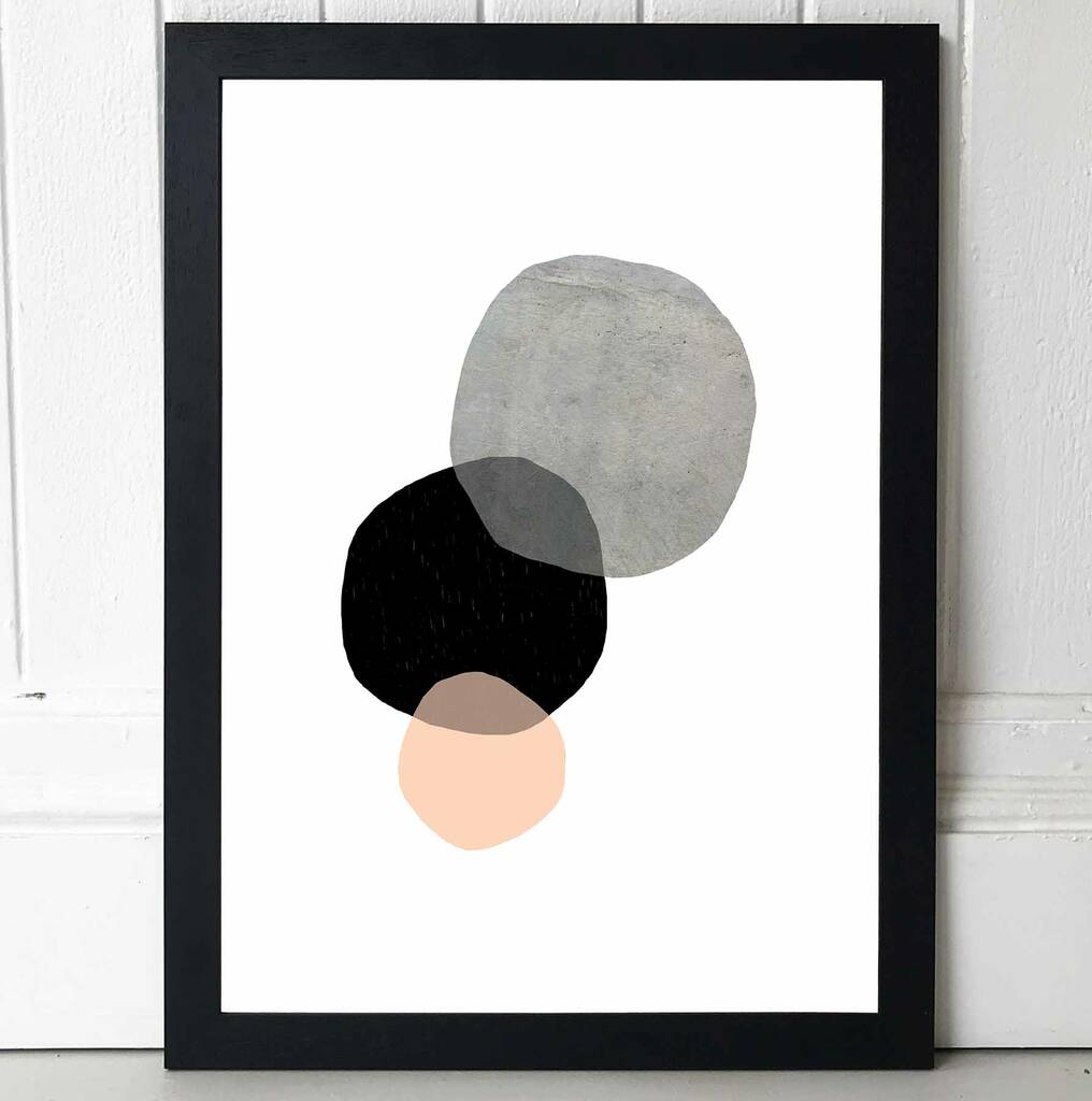 Big Circles Minimalist Print In Black Frame A2