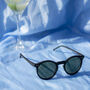 Matte Black Classic Round Keyhole Sunglasses, thumbnail 1 of 2