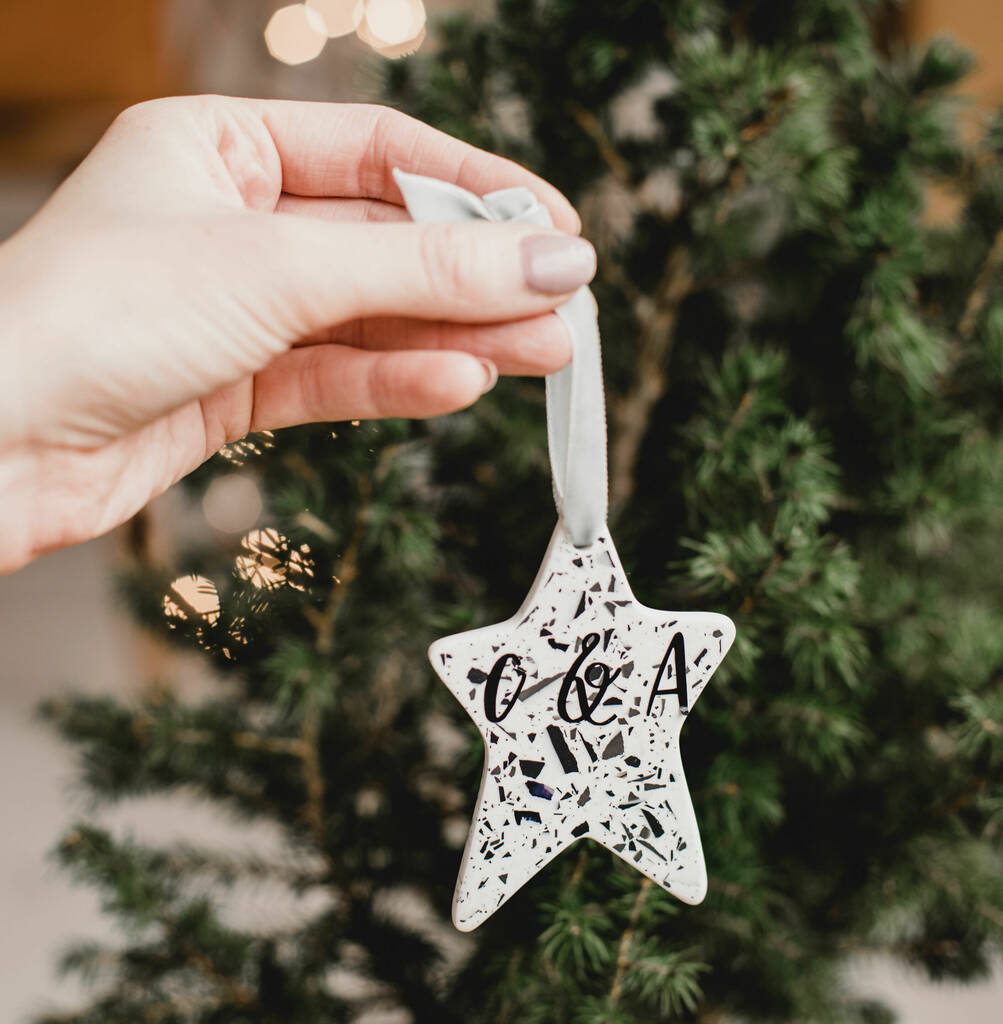 Personalised Star Christmas Tree Ornament With Shell, 1 of 8