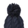 Deep Navy Cable Reflective Super Bobble Hat, thumbnail 2 of 5