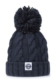 Deep Navy Cable Reflective Super Bobble Hat, 2 of 5