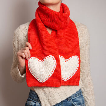 Heart Red Scarf Knitting Kit Heart Research UK Charity, 3 of 7
