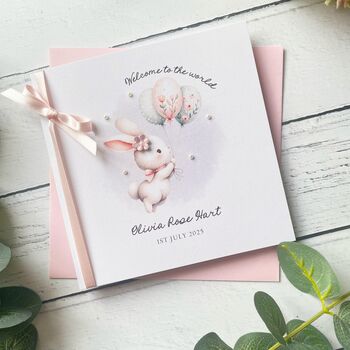 Baby Bunny New Baby Girl Card, 2 of 3