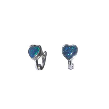 High Quality Opal Sterling Silver Heart Earrings, 4 of 5
