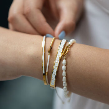 White Pearl Bracelet With T Bar, 4 of 5