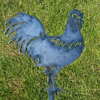 Rooster Cockerel Metal Art Garden Stake, 3 of 8