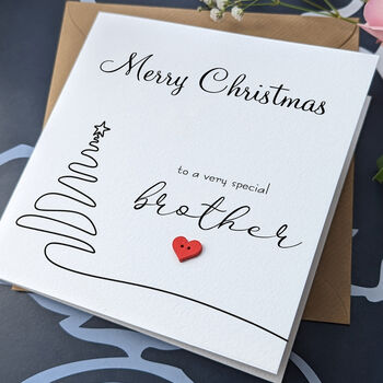 Brother Christmas Card, 3D Wooden Heart, 3 of 4
