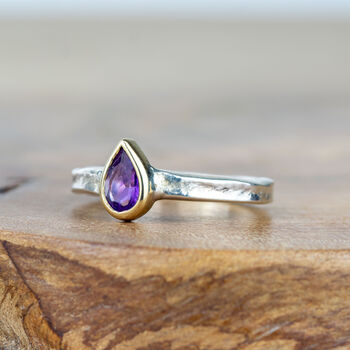Solid Gold And Silver Amethyst Alice Ring, 3 of 7