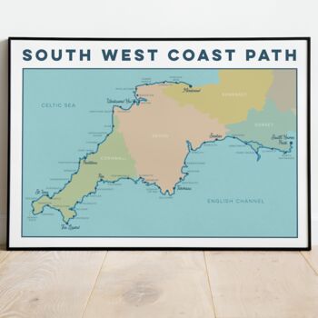 South West Coast Path Map Art Print, 5 of 9