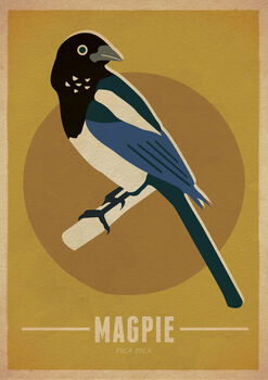 Magpie Birds Retro Style Poster Print, 2 of 2