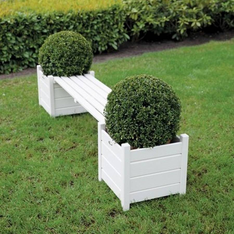 garden bench with planters / cream by garden selections