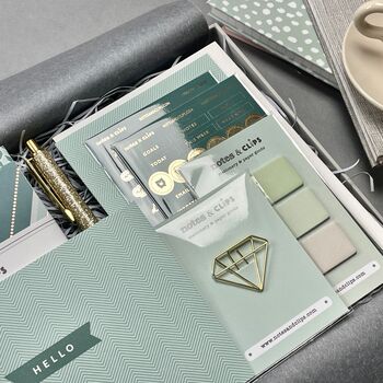 Green And Gold Chevron Stationery Box, 8 of 12