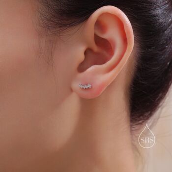 Sterling Silver Tiny Shooting Star Cz Screw Back, 6 of 12
