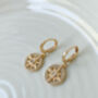 18k Gold Plated Compass Huggie Hoop Earrings, thumbnail 3 of 4