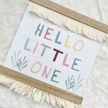 Hello Little One Nursery Decor | Boho Theme Nursery Pennant, 6 of 6