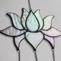Moon And Lotus Flower Glass Wall Hanging, thumbnail 1 of 9