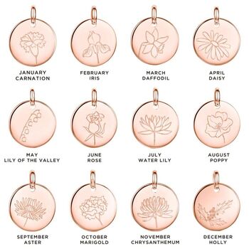 Personalised Birth Flower Necklace 18 K Rose Gold Plate, 7 of 10