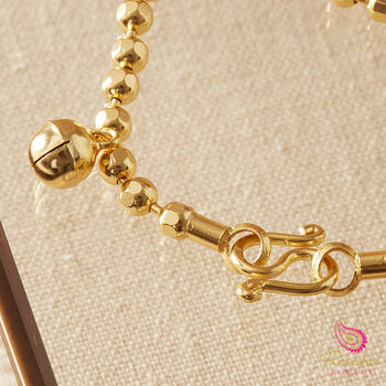 Gold Faceted Ball Musical Charm Bracelet 18 K Gold And Silver, 7 of 12