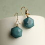 Pine Green Hexagon Jewel Earrings, thumbnail 2 of 8