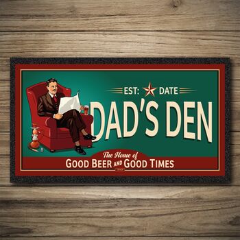 Personalised Bar Runner And Coasters Dads Den, 2 of 8
