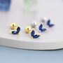 Sapphire Blue Cz Marquise Leaf Duo Barbell Earrings, thumbnail 3 of 11