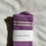 Grape Purple Retro Sporty Boyfriend Socks, thumbnail 2 of 4