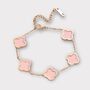 Rose Gold Pink Clover Charm Bracelet, thumbnail 1 of 4