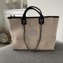 Personalised Beige And Black Large Chain Tote Beach Bag, thumbnail 4 of 7