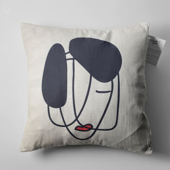 Abstract Women Face Cushion Covers With Black And White, 5 of 6