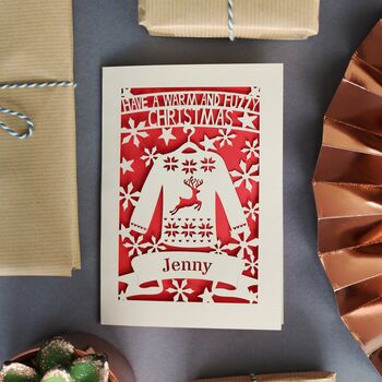 Personalised Papercut Christmas Jumper Card, 5 of 10
