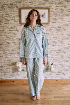 Powder Blue Floral Handmade Pyjamas, 10 of 10