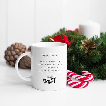 Personalised Dear Santa Naughty List Christmas Mug, 4 of 4