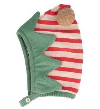 Striped Elf Organic Cotton Baby Bonnet, 3 of 5